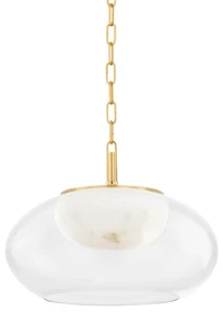 Lustra LED Suspendata, Sticla, Alabastru, Moore