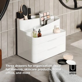 Organizator de baie alb pentru cosmetice din plastic Glam – Umbra