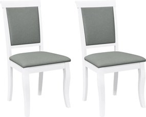 vidaXL Scaune de sufragerie cu perne 2 buc cauciuc din lemn masiv alb