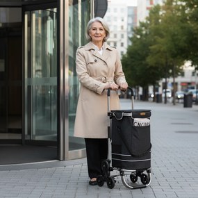 Geantă de cumpărături pe roți pentru scări COMFORT, 50L, negru Jurhan