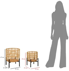 Mauro Ferretti Set Suport De Flori Rattan Cm Ø 41X47-33X39