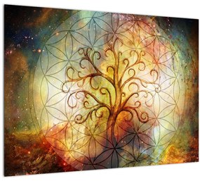 Tablou abstract cu copac (70x50 cm)