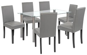 Set de masă Cadiz 6+1 alb-gri