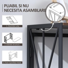 Consolă Modernă HOMCOM cu Cadru Metalic, Design Elegant, Maro, Ideală pentru Sufragerie, Intrare | Aosom Romania