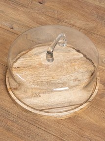 Tava rotunda din lemn de mango, cu capac din sticla, D30cm, Artisan