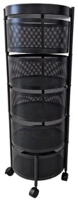 OFERTA Raft rotativ pe roti ROUND SZ33 cu 5 cosuri, negru II. calitate