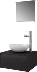 vidaXL Set mobilier baie 4 piese cu chiuvetă și robinet incluse, Negru
