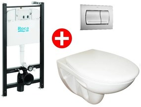 Set Vas WC suspendat cu rezervor incastrat, clapeta si capac Roca Adele 36x52 cm evacuare orizontala