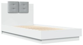 3209975 vidaXL Cadru de pat cu tăblie, alb, 75x190 cm, lemn prelucrat