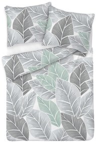 Lenjerie de pat Matex Satin frunze gri , 140 x 200 cm, 70 x 90 cm