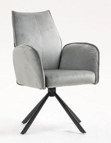 HR280 BAZĂ STEA Scaun Gray din Catifea cu Bază Neagră