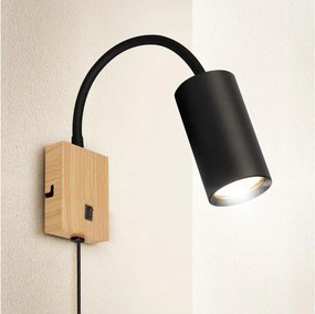 Brilagi - Lampă de perete flexibilă SELE 1xGU10/30W/230V negru/decor de stejar