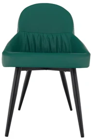 Scaun de masă, piele ecologică verde/metal, KALINA