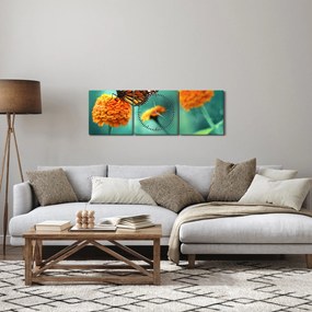 Tablou cu fluture (cu ceas) (90x30 cm)