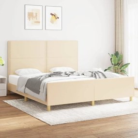 3124997 vidaXL Cadru de pat cu tăblie, crem, 180x200 cm, textil