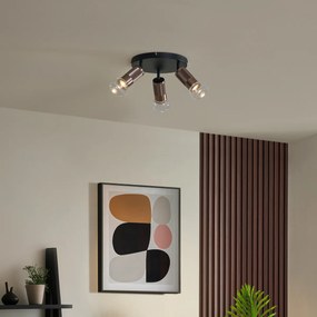 Spot rotund de plafon bronz închis, rotund, cu 3 lumini, reglabil - Veerle