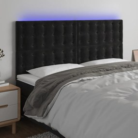 3122926 vidaXL Tăblie de pat cu LED, negru, 200x5x118/128 cm, catifea