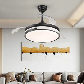 Lustra cu ventilator, DM-ESC-410YY BK, design modern, Negru
