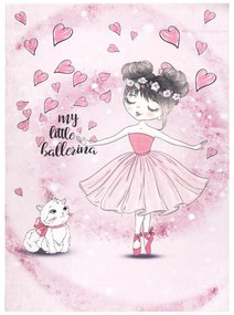 BAMBINO 2185 covor lavabil Balerina, pisicuta pentru copii anti-alunecare roz - SECUNDAR-COTATI PRODUSUL