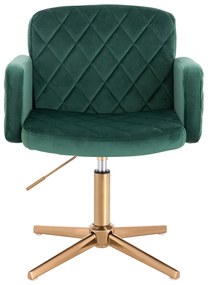 HR802CROSS Scaun Verde din Catifea cu Bază Aurie