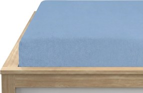 Cearsaf elastic din fleece MOLTON albastru deschis 90 x 200 cm