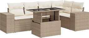 vidaXL Set canapele de grădină cu perne, 6 piese, bej, poliratan