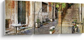 Tablou - Străzile vechi din Roma (cu ceas) (90x30 cm)