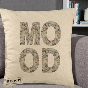 Perna Decorativa MOOD Money Grafic Urban, 40x40 cm, Bej, Husa Detasabila, Perna Inclusa, BEKZ®