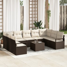 vidaXL Set de canapele pentru grădină 10 pcs Maro Rattan poli