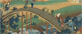 Tablou - Katsushika Hokusai, Ariwara no Narihirafrom the series One Hundred, Poems Explained by the Nurse (Hyakunin isshu uba ga etoki), reproducere (120x50 cm)