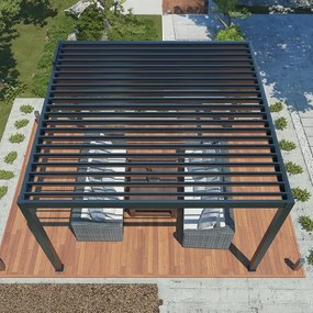 Pergolă bioclimatică din aluminiu cu lamele electrice 4 x 4 M + iluminare LED