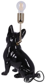 Lampa ceramica Bulldog Negru lucios h 35 cm