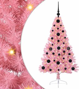 vidaXL Pom de Crăciun artificial pre-iluminat Roz 120 cm PVC