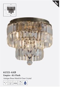 Lustra baie metal alama antic, cristal transparent Empire 4L, IP44