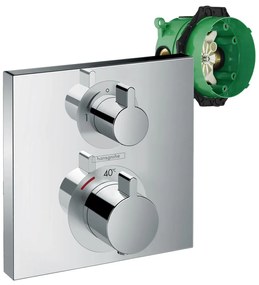 Baterie dus termostatata Hansgrohe Ecostat Square cu montaj incastrat 1 functie si iBox inclus