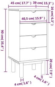 Comoda cu sertar, maro si gri, 46x39,5x90 cm, lemn masiv de pin Maro  si gri