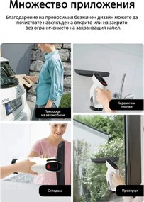 Aspirator de geamuri JIMMY VW302, 18W, 3.6V, LiIon 2000 mAh, Autonomie pana la 20 min, Fara fir, Alb/Negru