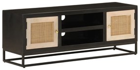 vidaXL Comodă TV, negru, 110x30x40cm, lemn masiv de mango brut și fier