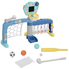 AIYAPLAY Joc pentru Copii 5 în 1 pentru Fotbal, Baschet, Golf, Baseball și Bowling, 88,6x38,7x60,4-68 cm, Multicolor | Aosom Romania