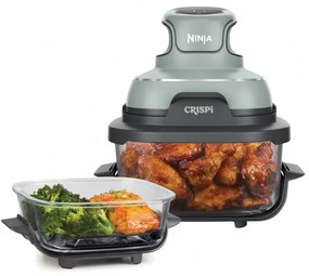 Friteuza cu aer cald portabila 4in1 Ninja CRISPi FN101EUSG, 1700W, 3.8l, 6 portii, 2 recipiente din sticla, 4 programe, Fara PFAS si BPA, Verde
