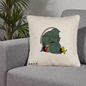 Perna Personalizata Fullmetal Alchemist Alphonse cu Pisici, 40x40 cm, Bej Canapea, Husa Detasabila, Perna Inclusa, BEKZ®
