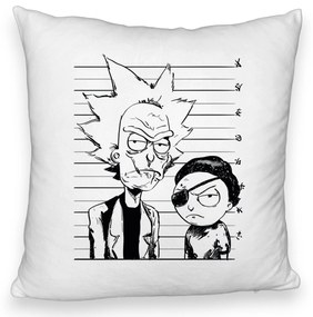 Perna Decorativa Fluffy, Model Rick and Morty, 40x40 cm, Alba, Husa Detasabila, Burduf