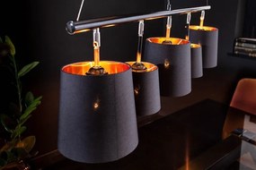 Lustra suspendata cu 5 surse de lumina Levels 100cm negru/ auriu