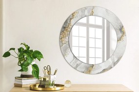 Oglinda rotunda rama cu imprimeu Aur de marmură albă