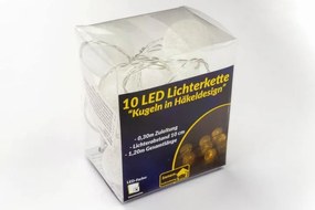 Decor luminos cu LED - bile croșetate, 10 LED-uri, alb cald