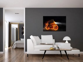 Tablou - Motociclist cu flăcări (90x60 cm)