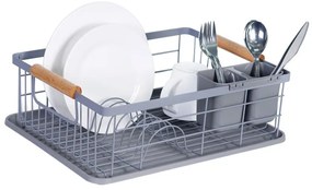 Suport vase metal si plastic cu tava si suport tacamuri 36 x 22 cm