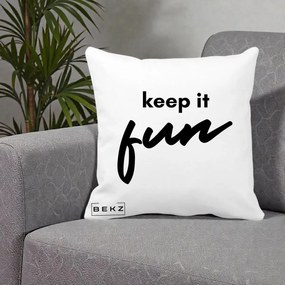 Perna Decorativa Keep It Fun, 40x40 cm, Alba Mata, Husa Detasabila, Perna Inclusa, BEKZ®
