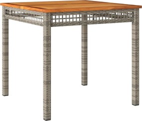 vidaXL Masă de grădină, gri, 80x80x74 cm, poliratan și lemn acacia