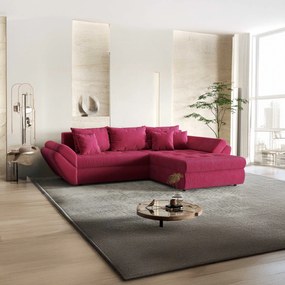 Colțar extensibil dumonde cu ladă de depozitare si sezut confortabil din spuma high-density, Loana Zoom Red II 270x185 cm